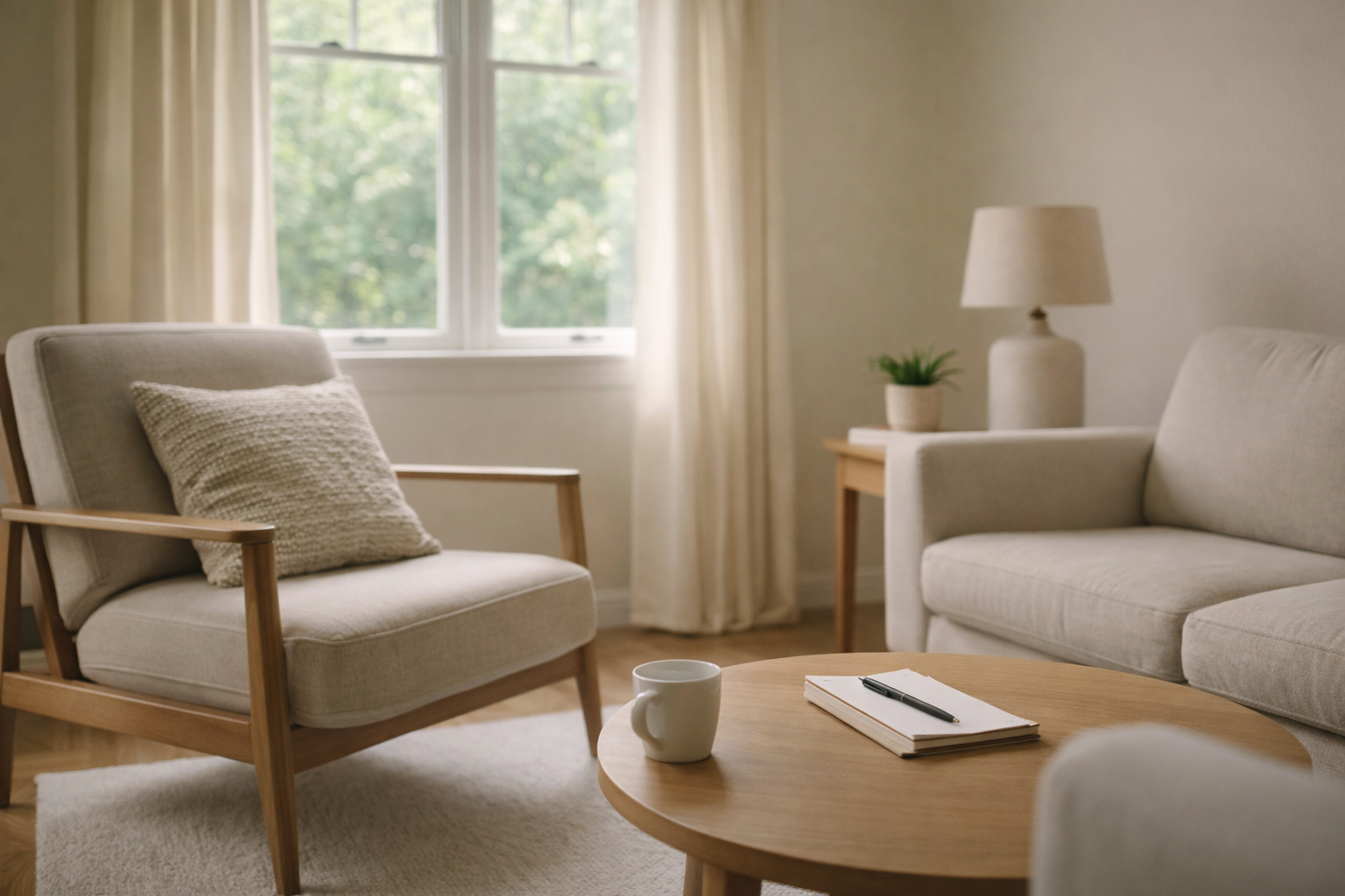 Ali Tipton's warm and welcoming therapy office in Tulsa, Oklahoma